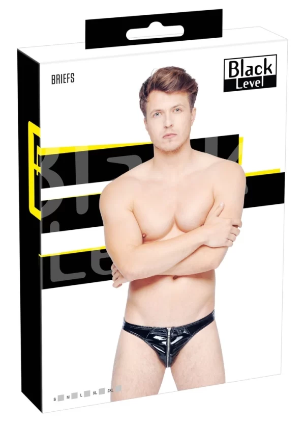 Black Level Vinyl Briefs - Shiny 4-Way Stretch Black Underwear