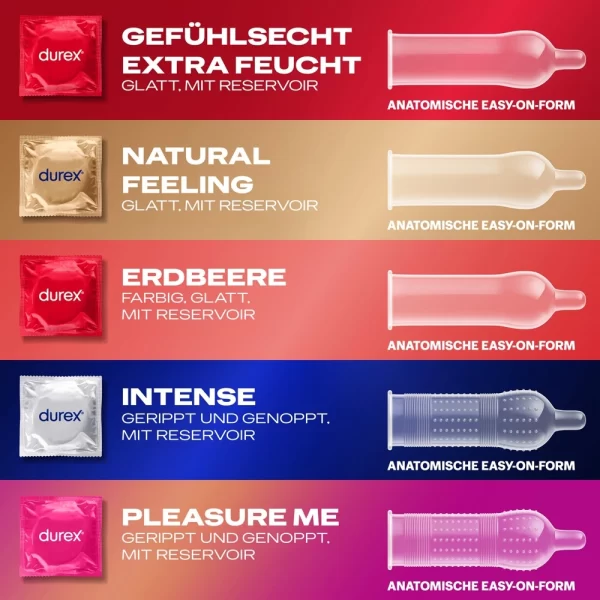 Durex Love Mix Pack 18pcs - Assorted Flavors & Textured Condoms Set. Product details include formula