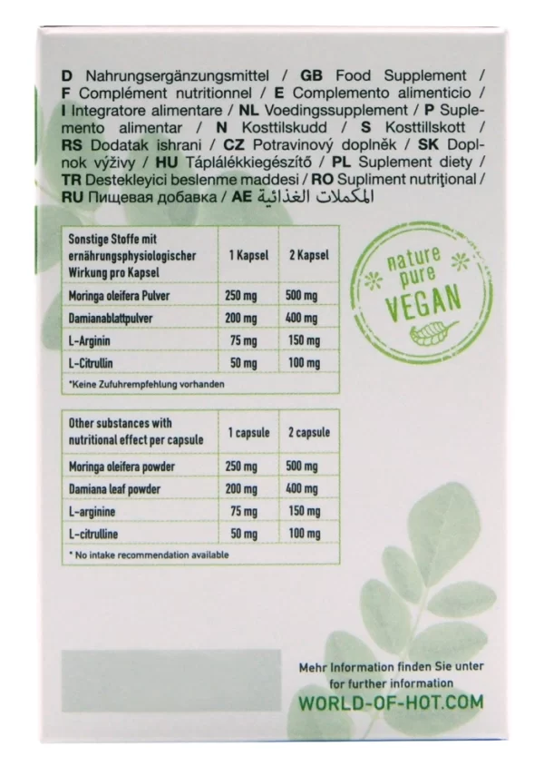 HOT BIO Moringa Libido Power Caps 60 - Vegan Herbal Supplement for Women