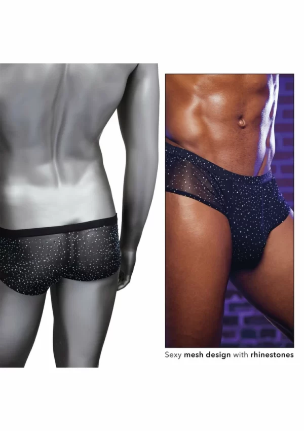 CalExotics Radiance Classic Briefs Black Mesh Rhinestone