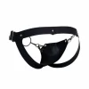 DNGEON Snap Jockstrap Black Faux Leather Chain-Link Front. Men underwear
