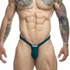 Justin+Simon Bulge Thong Men's Anatomical Pouch Chlorine-Resistant Black. Men underwear. See material