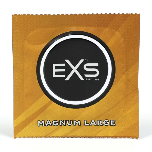 EXS Magnum Large Size 60mm Latex Condoms 12-Pack Flared Comfort Fit. Product details include formula