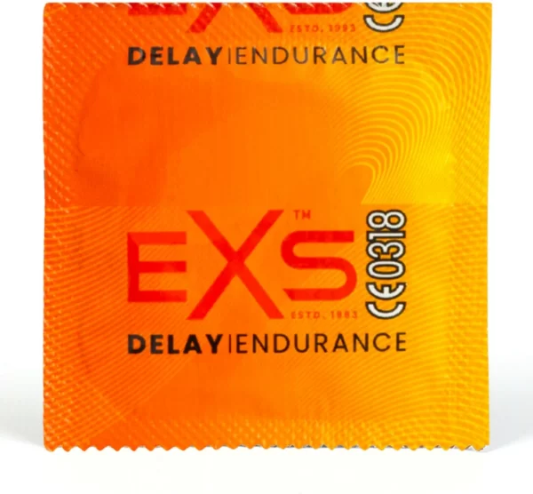 EXS Endurance Delay 144-Pack Latex Condoms with Lidocaine Lubricant. Product details include formula