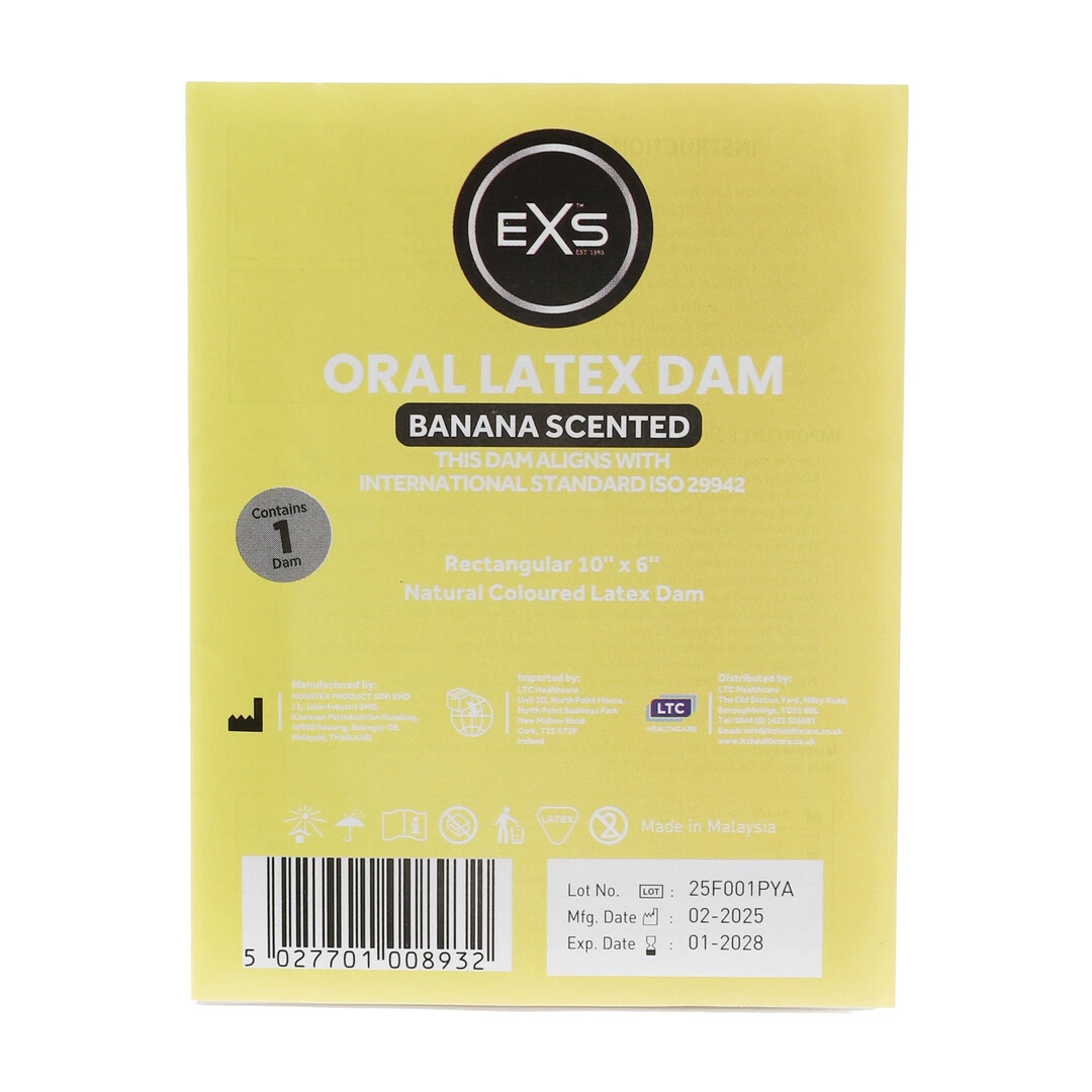 EXS Banana Flavored Protective Latex Barrier 1 pc - Ultra-Thin Oral Shield - Anelma EXS Banana Flavored Protective Latex Barrier 1 pc