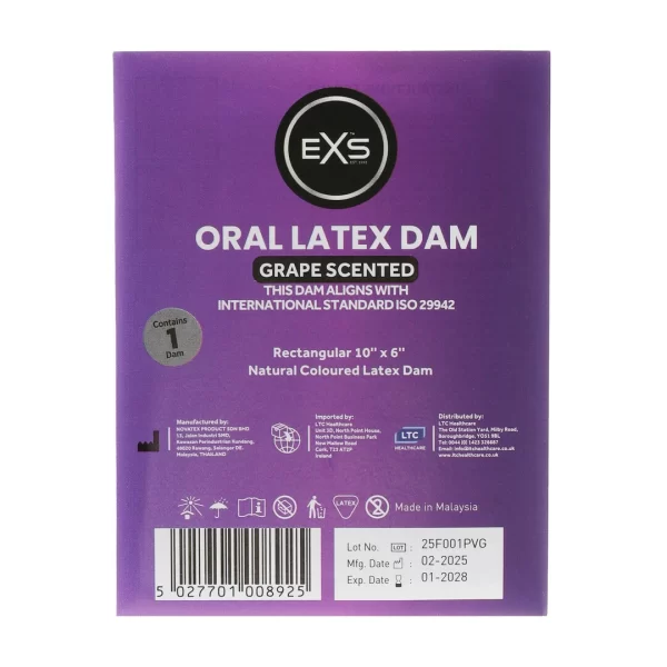 EXS Oral Dam Grape Latex Barrier Sheet 1pc