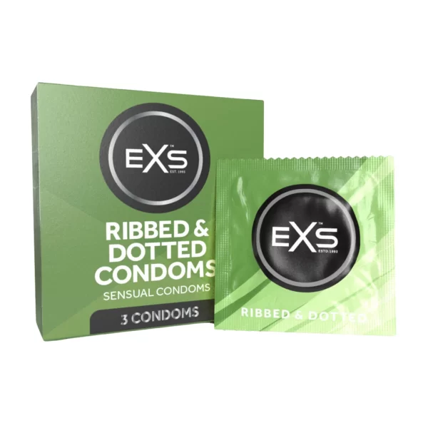 EXS Ribbed & Dotted Flared Condoms 56mm 3-Pack Silicone