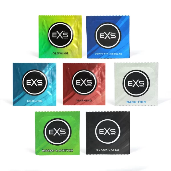 EXS Variety Pack 2 - 48 Premium Latex Condoms Assorted Types. Product details include formula
