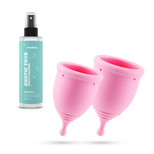 Minerva Menstrual Cups Set with Pouch & Cleaner Pink