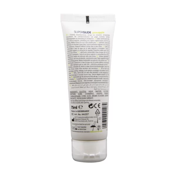HOT Superglide Edible Water-Based Lubricant Pineapple 75 ml. Flavored. See formula