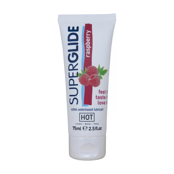 HOT Superglide Water-Based Lubricant Edible Raspberry 75ml