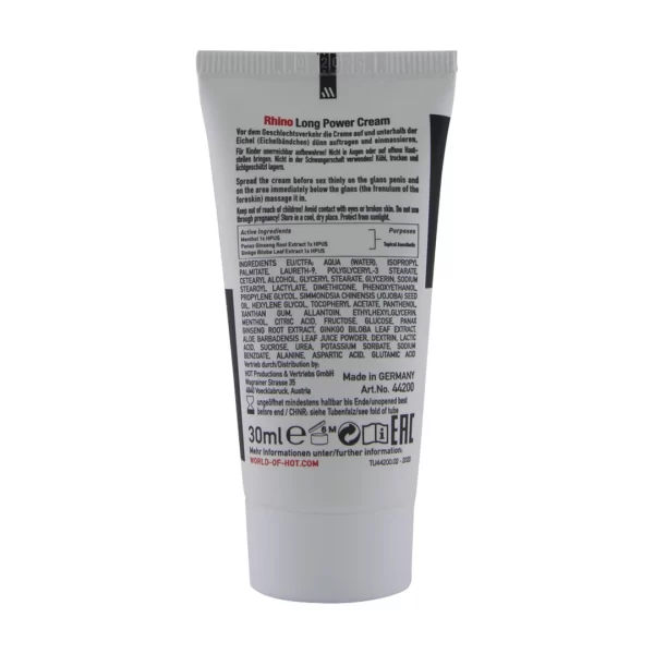 HOT Rhino Long Power Cream 30 ml - Vitality Support Formula for Men. Delay spray and cream. See formula