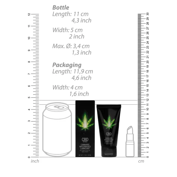 Cobeco Pharma CBD Cannabis Waterbased Lubricant 50ml Extra Thick Formula. See formula