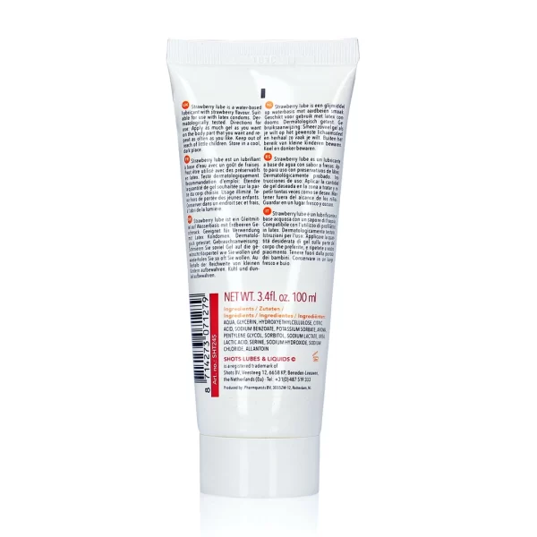 SYN Lube Strawberry Water-Based Gel 100ml - Dermatologically Tested. Flavored. See formula