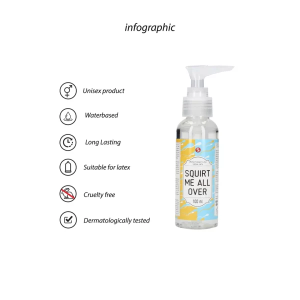 S-Line Squirt Me All Over Water-Based Lubricant 100ml - Neutral Formula. Solid erection. See formula